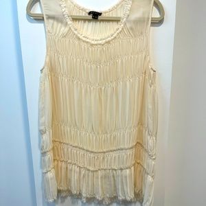 Theory silk pin tuck ruffle tank